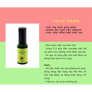 Dầu quả bơ ép lạnh Pơ Lang 10ml - 30ml