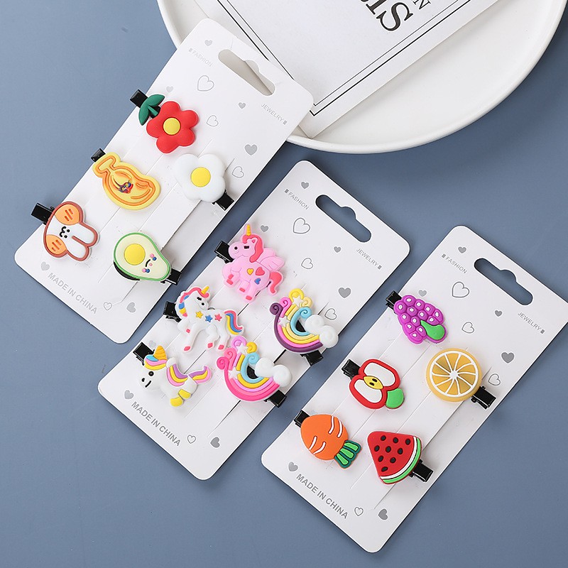 Set 5 cái kẹp tóc hoa quả-hoạt hình xinh xắn dễ thương cho bé gái
