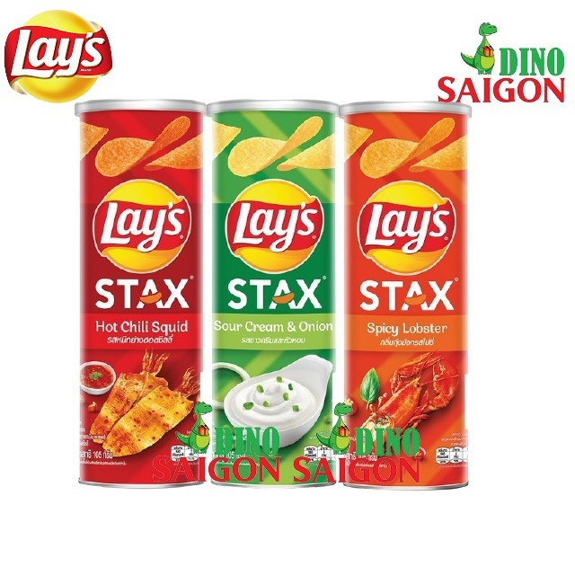 Combo 3 Hộp Bánh Snack Khoai Tây Lay's Stax Thái Lan 105g Mix 3 vị gồm Kem Chua Hành, Mực Sốt Cay và Tôm Hùm Nướng