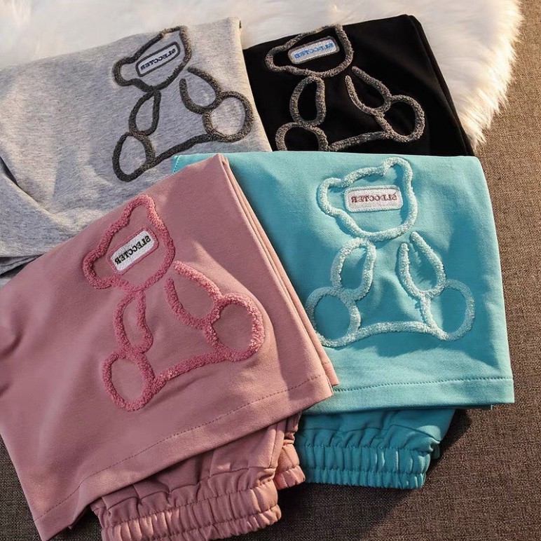Quần Short Gấu thêu Unisex 🦋 Quần Đùi Nữ Gấu thêu 4 Màu 🦋 | BigBuy360 - bigbuy360.vn