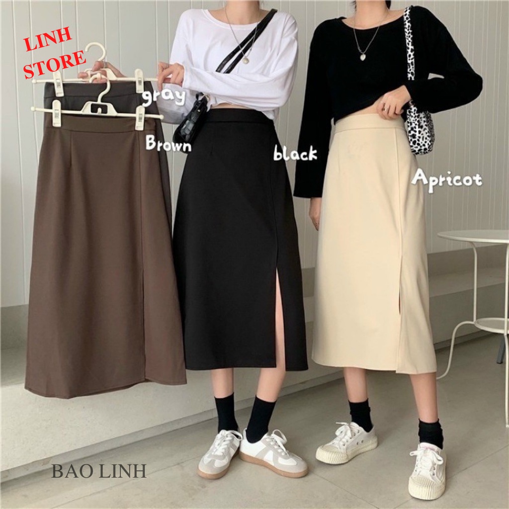 Chân Váy Uzang Xẻ Tà Linh Store Dáng Chữ A Dài Lưng  Qua Gối Mặc Đi Làm Đi Chơi