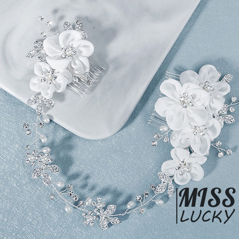 Lược Cài Tóc Hoa Đính Ngọc Trai Sang Trọng Cho Cô Dâu