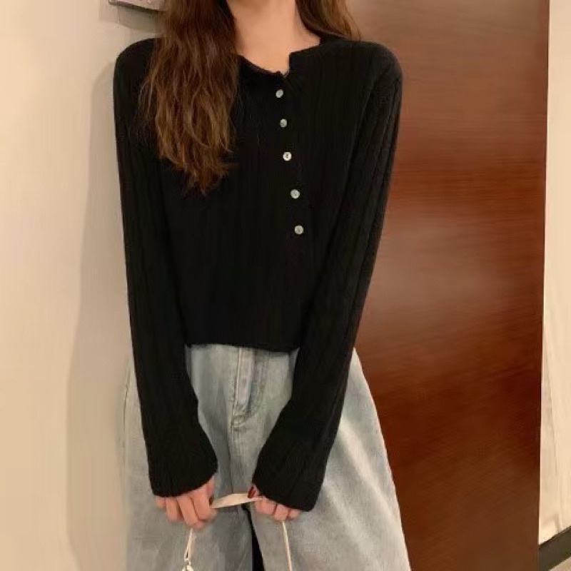 ÁO LEN KHUY CHÉO VẠT LỆCH | BigBuy360 - bigbuy360.vn