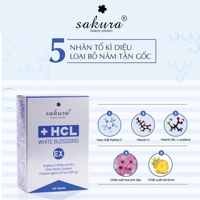Ngừa nám cao cấp Sakura HCL White Blossom EX 120 viên