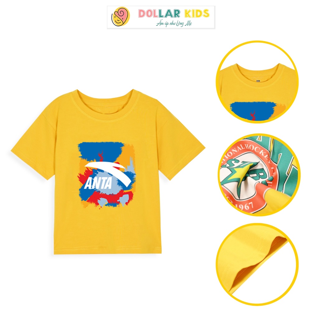 [Mã APANTA giảm 10% đơn 99K] Áo Phông Cộc Tay Dollar Kids Cho Bé Trai (3 - 10Tuổi) 100%Cotton Vải Co Giãn Thoáng Mát