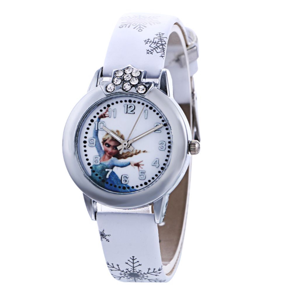 Đồng hồ thạch anh đính đá pha lê họa tiết hoạt hình Frozen cho bé gái