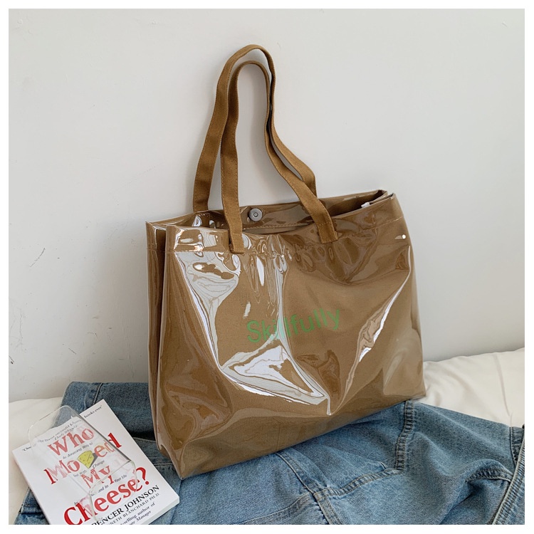 Túi Tote Vải Canvas Nữ Chống Nước Có Khóa Bấm Họa Tiết Basic Đeo Chéo Xách Tay Kẹp Nách Đi Học Làm Chơi Phong Cách Hàn