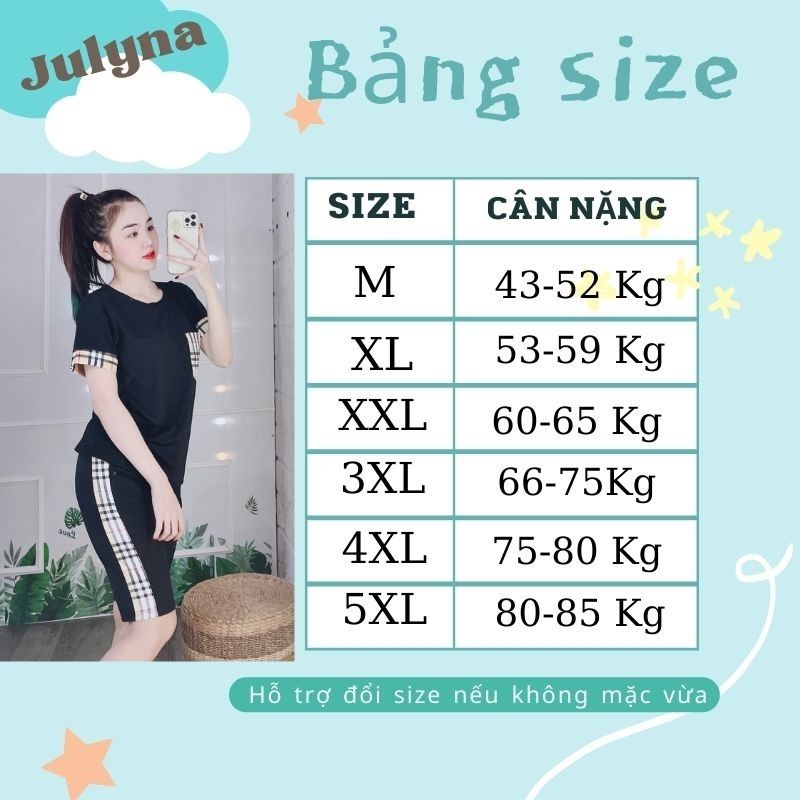 Đồ bộ nữ đồ bộ mặc nhà set bộ bigsize JULYNA QL05 LỬNG PHỐI BUBERRY