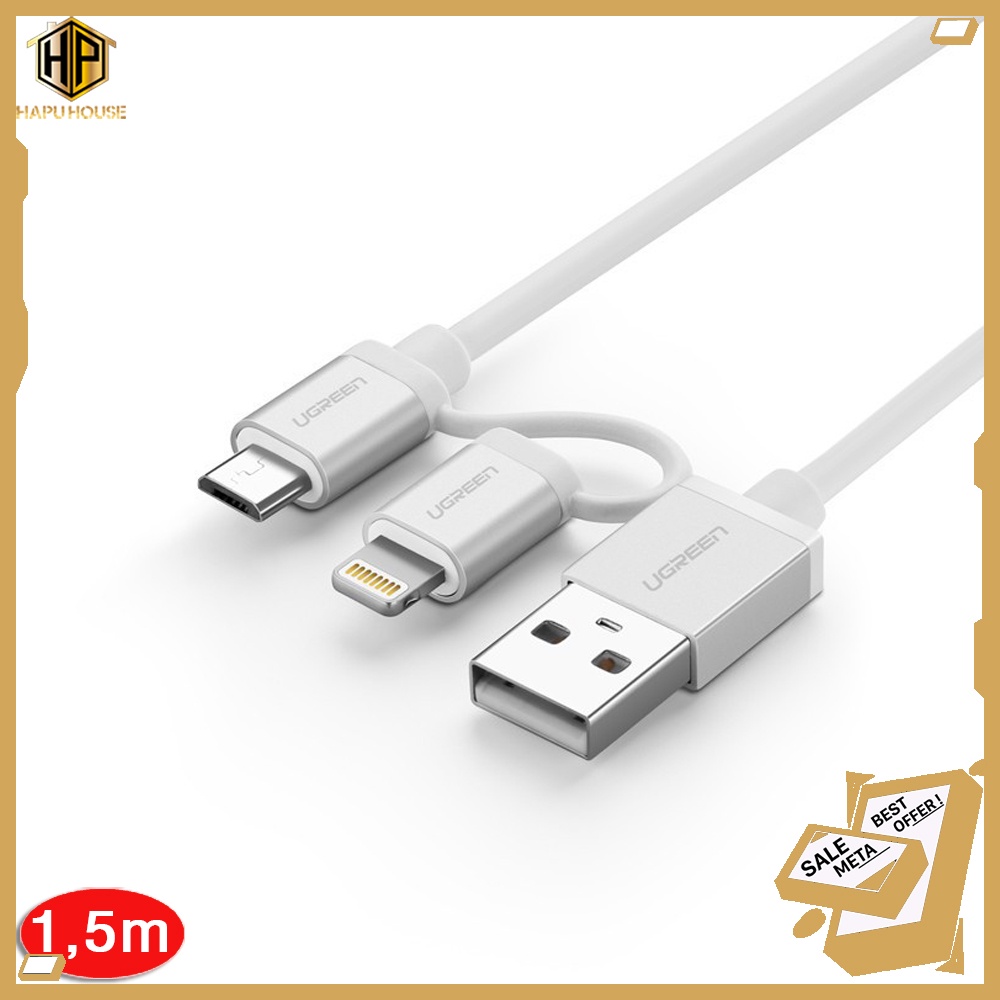 Cáp sạc điện thoại 2 Trong 1 Micro USB và Lighting Ugreen 20749 cao cấp - Hapuhouse