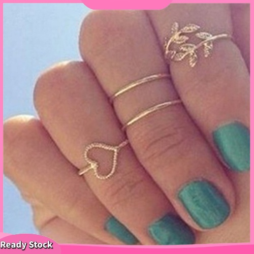☼Set 4 Nhẫn Đeo Khớp Ngón Tay Phong Cách Boho