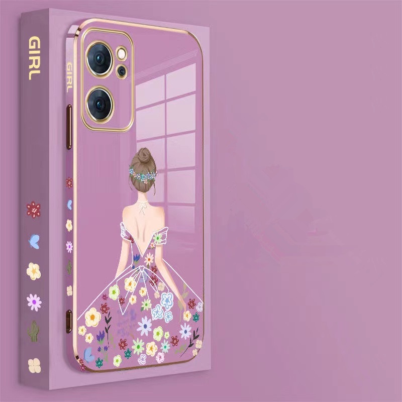 Ốp Điện Thoại Hình Hoa Cho Samsung S22 Plus S22 Ultra S22 S21 Plus S21 Ultra S21 FE S10 S10 Plus Note 10 A91 M80s Edge 90° Ốp Điện Thoại Mạ Điện Họa Tiết Hoạt Hình