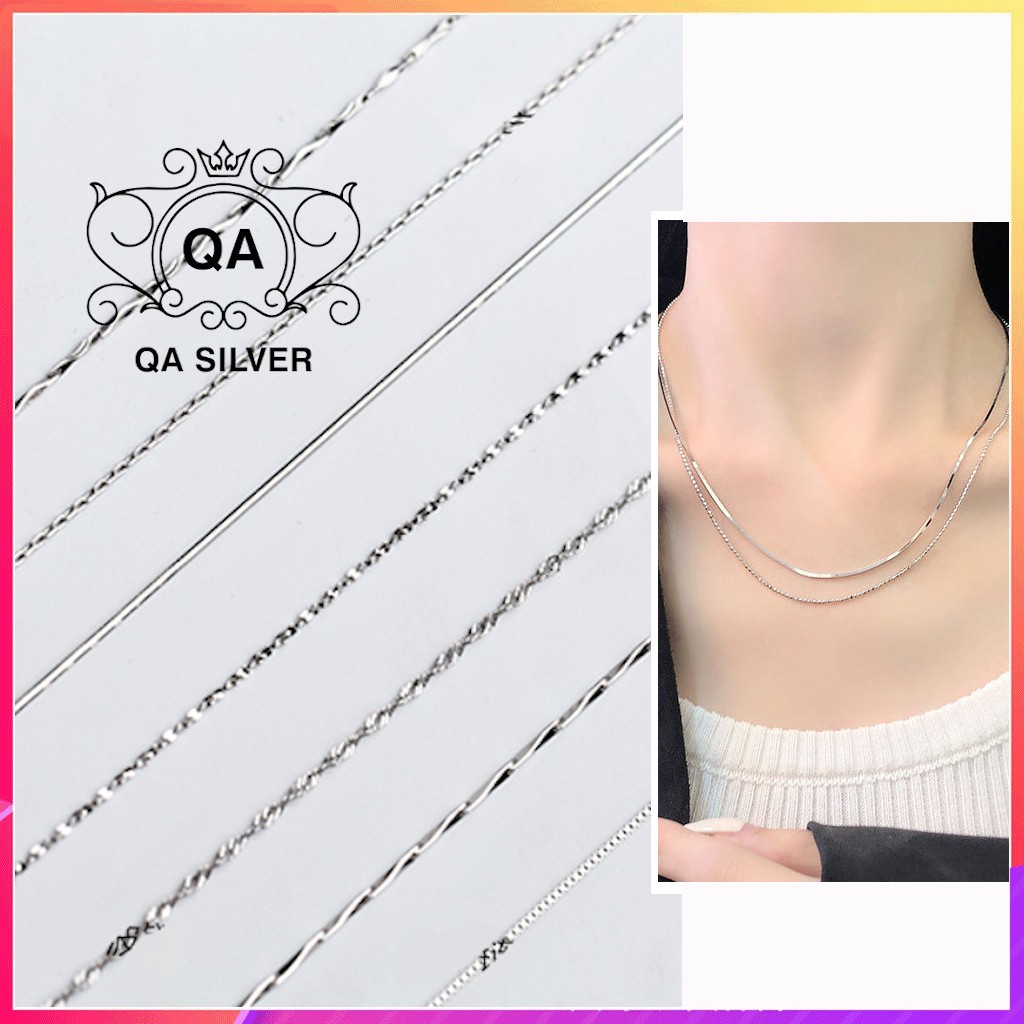 Dây chuyền Bạc 74% vòng cổ nữ bạc trơn MINIMAL Silver Necklace QA SILVER NE170304