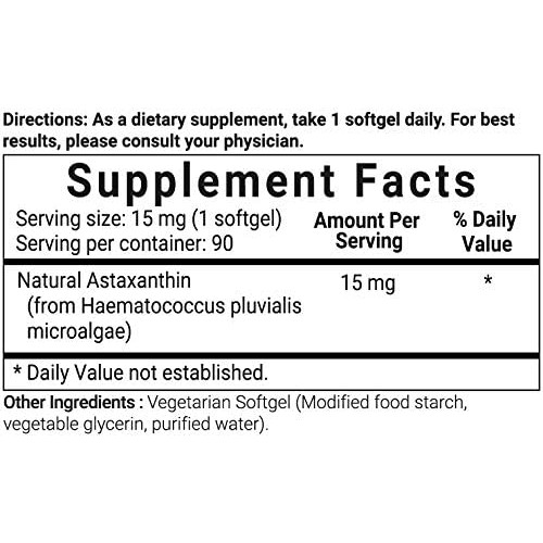 Micro Ingredients - Astaxanthin - 15mg - 90 viên - Chống Lão Hóa