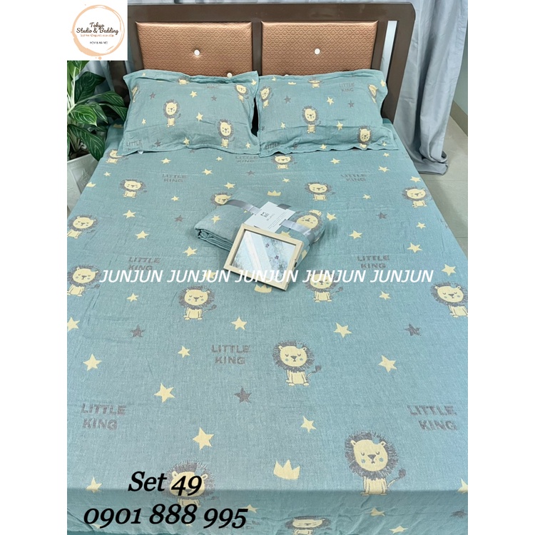 N23_SET Chăn Ga Gối vải Xô Organic cotton dòng cao cấp
