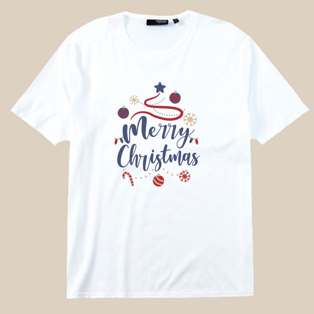 Áo thun noel in chữ tay ngắn siêu đẹp