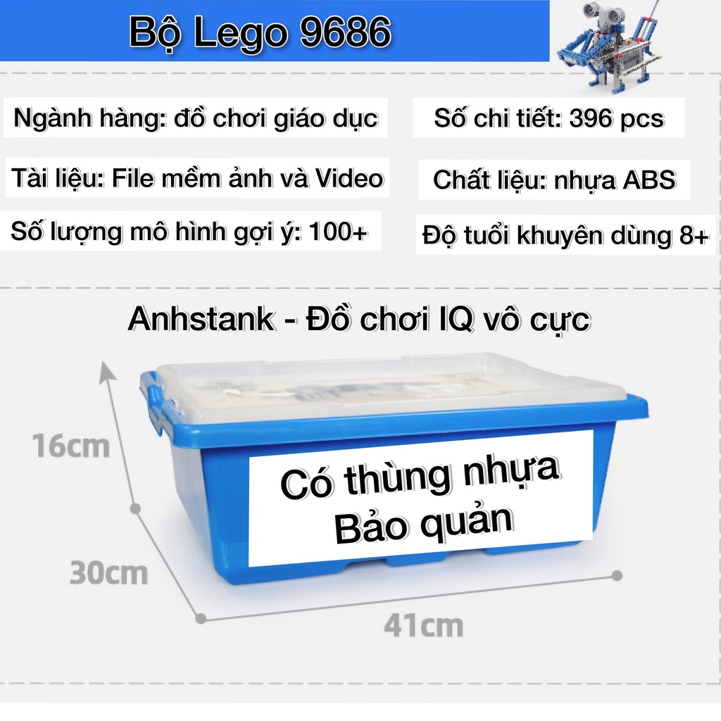 Lego 9686 Full Box gồm 100+ mô hình gợi ý cho bé 6+ có Thùng nhựa và khay phân loại, đồ chơi trí tuệ BH động cơ 1 tháng