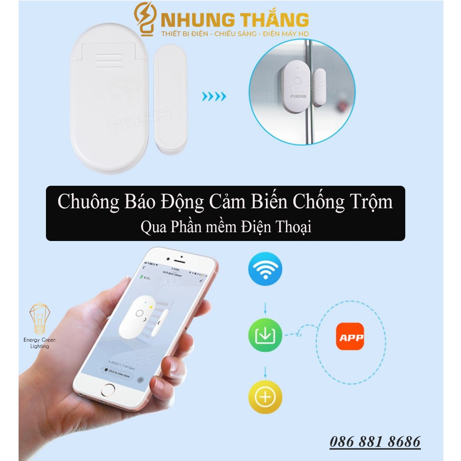 Chuông Báo Động Gắn Cửa Nhà - Cảm Biến Cảnh Báo Chống Trộm Qua Ứng Dụng Điện Thoại - Kiểm Soát An Toàn , Hiệu Quả