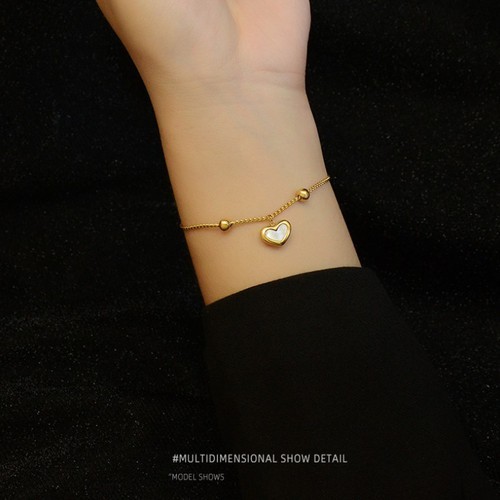 Lắc Tay Dây Rút Trái Tim Titan Ko Đen TT 3092