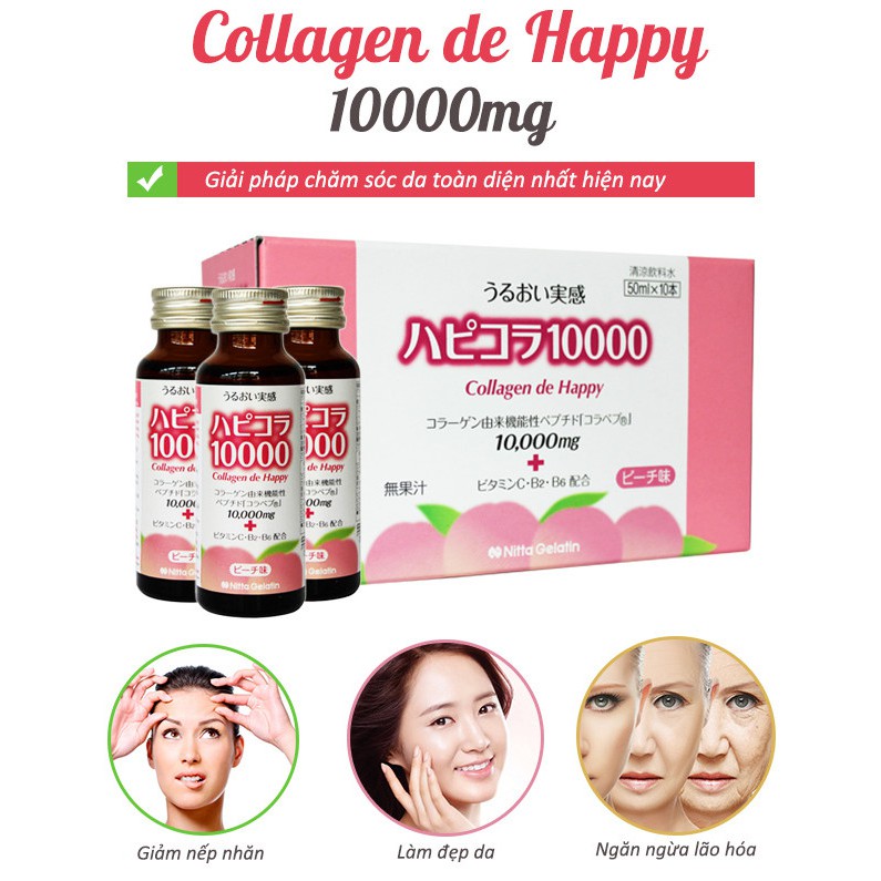 Nước Uống Collagen de Happy 10,000mg Nhật Bản 10 lọ x 50ml | BigBuy360 - bigbuy360.vn