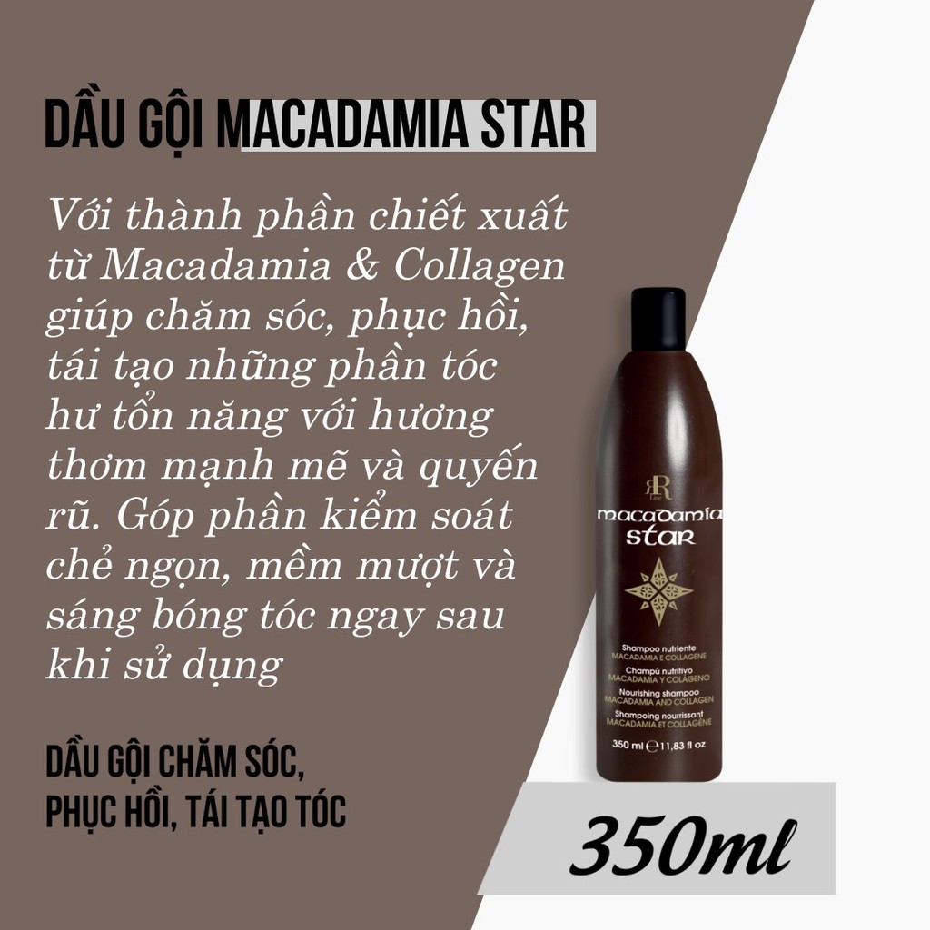 Dầu gội chăm sóc và phục hồi tóc hư tổn với hương thơm quyến rũ Rrline Macadamia Collagen Star Shampoo 350ml