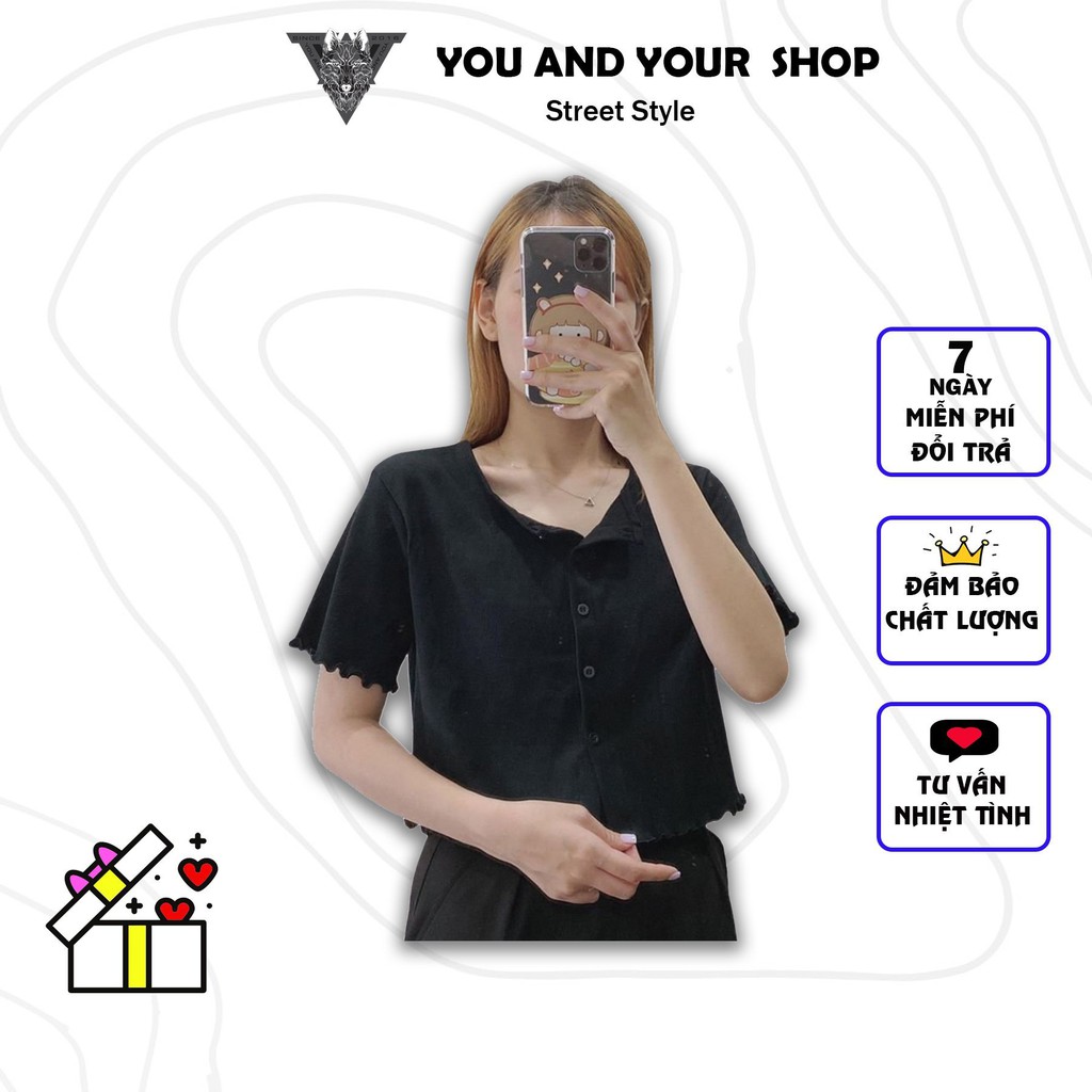 Áo CropTop tay ngắn YAYSHOP phong cách Hàn Quốc chất thun gân mềm Cuốn Biên cực xinh xắn