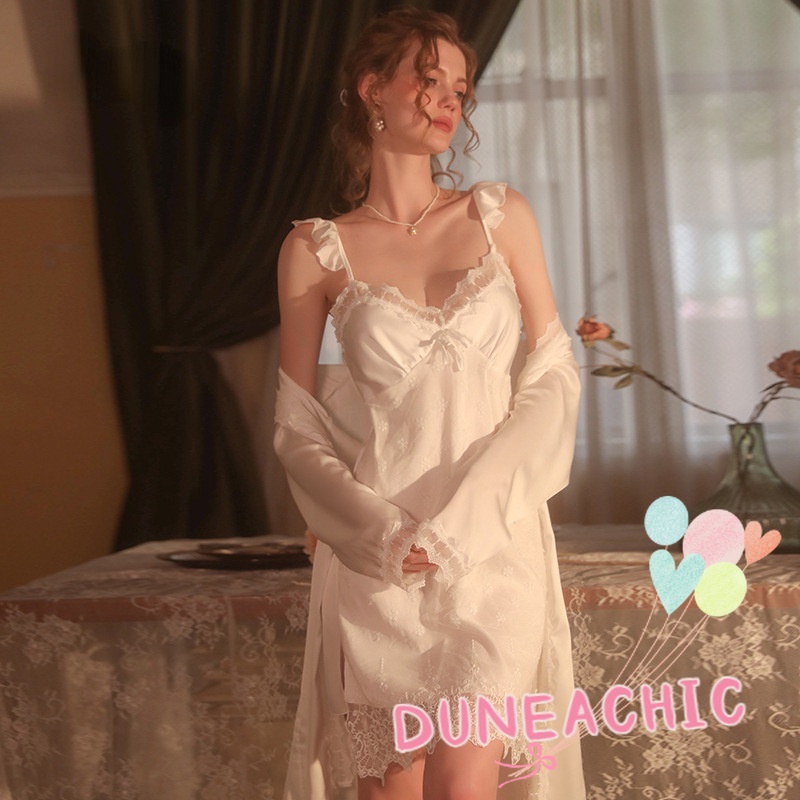 DUNEA Đầm Ngủ Phối Ren Hoa Thiết Kế Quyến Rũ Cho Phái Nữ