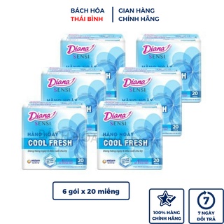 6 gói Băng vệ sinh Diana Sensi Cool Fresh hàng ngày gói 20 miếng