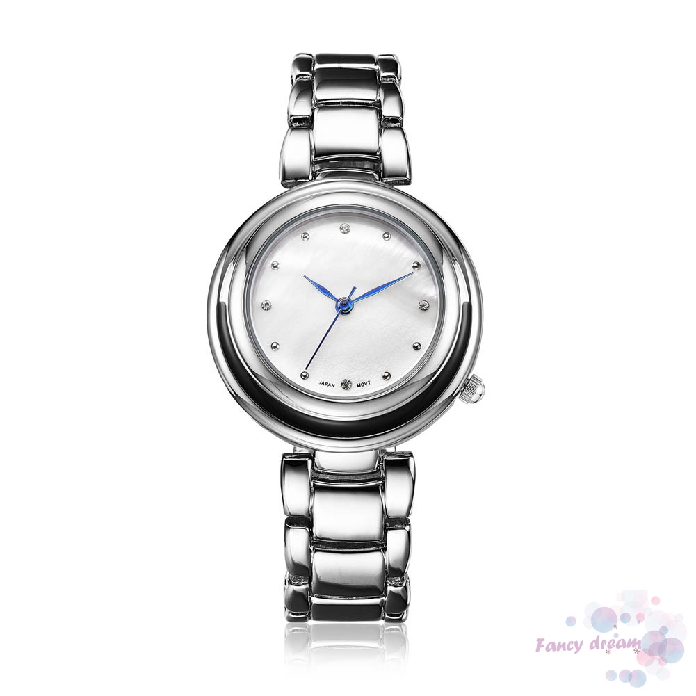 Đồng Hồ Đeo Tay Chống Nước Mặt Tròn Đính Đá Thời Trang Cho Nữ