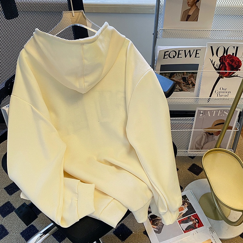 ZHELIHANGFEI Áo Khoác Hoodie Tay Dài Dáng Rộng Thêu Họa Tiết Phong Cách Nhật Bản