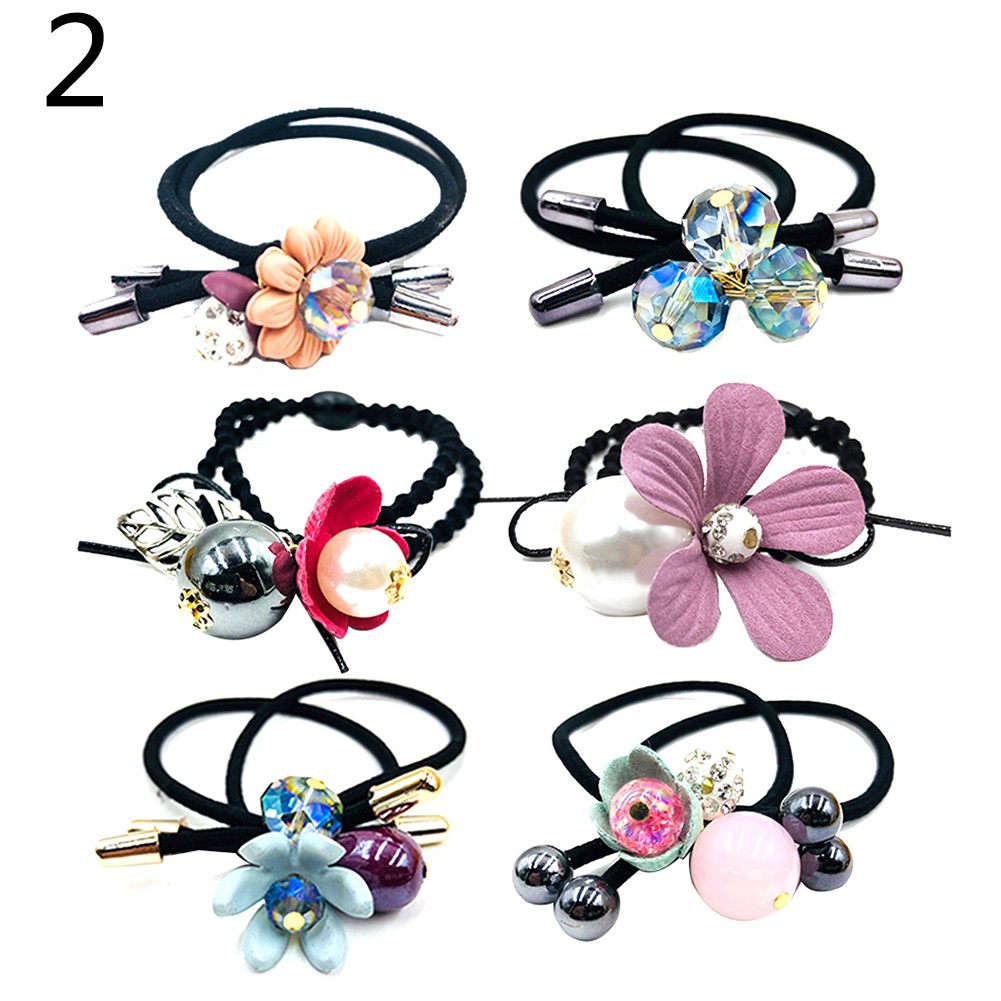 Set 6 dây buộc tóc đính ngọc trai giả xinh xắn đáng yêu