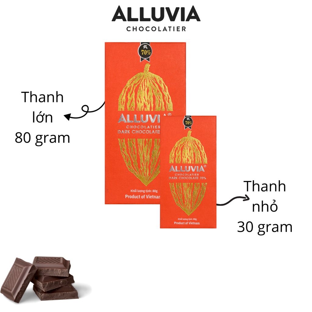 Socola đen nguyên chất 70% cacao đắng vừa ít ngọt Alluvia Chocolate Việt Nam Dark Chocolate 70% cacao
