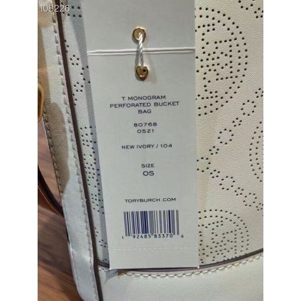 Túi Tory burch T MONOGRAM PERFORATED LEATHER BUCKET BAG❤code 80768❤️