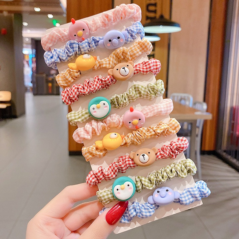 Set 7 dây cột tóc cỡ lớn phong cách Hàn Quốc dễ thương cho bé gái