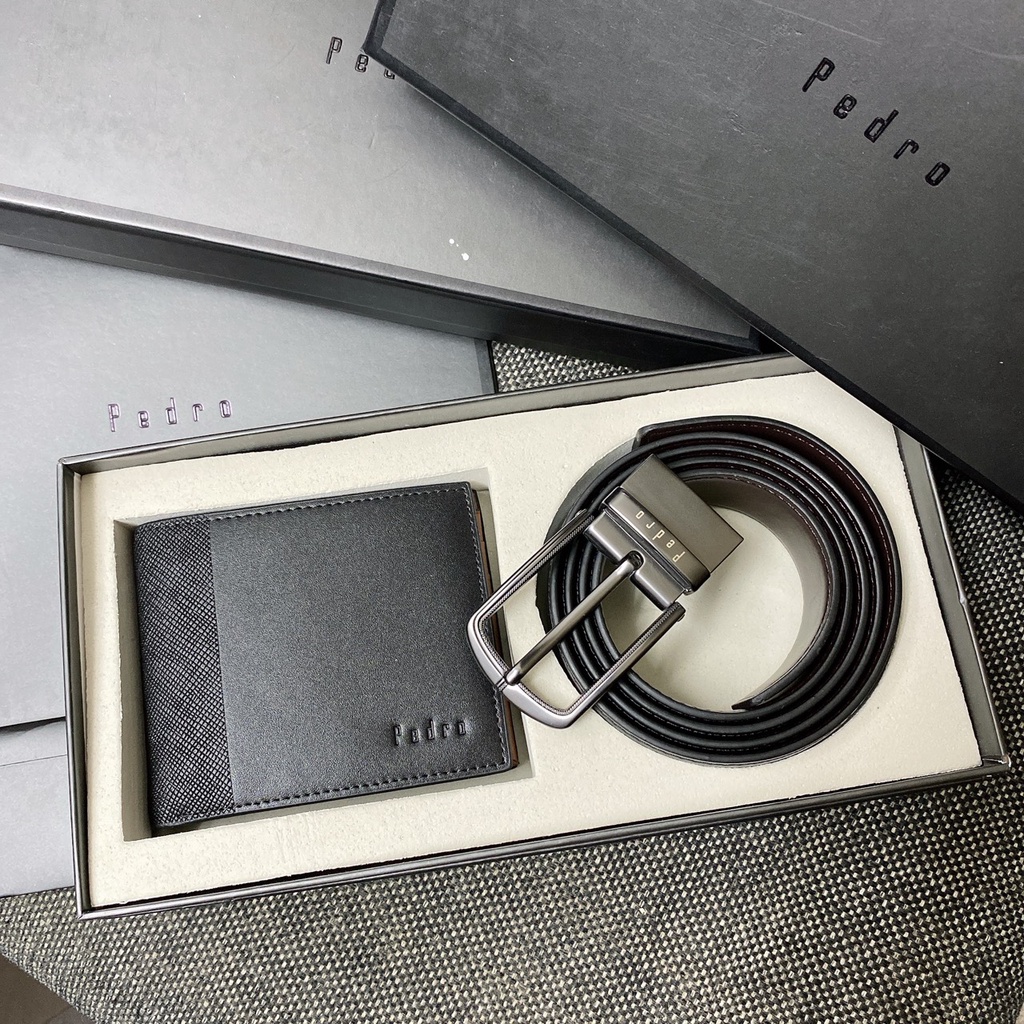 Set ví và dây nịt Perdro XUẤT XỊN full box và túi giấy hãng