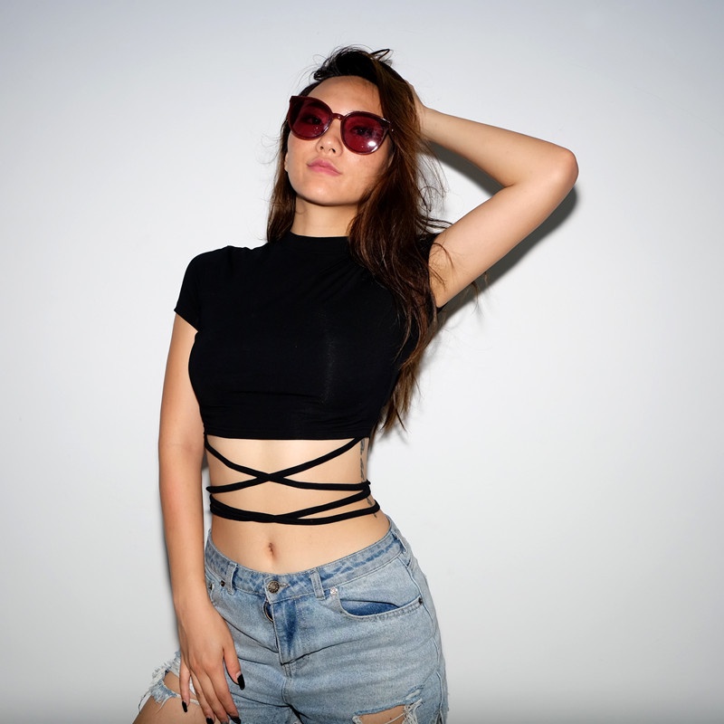 Áo thun croptop TODOBLACK tay ngắn thời trang mùa hè quyến rũ cho nữ