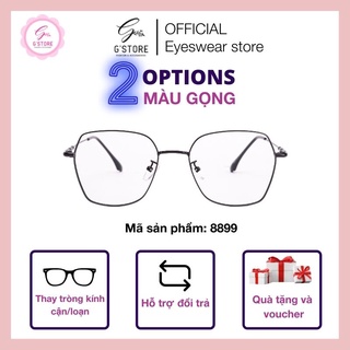 Gọng kính cận nữ kim loại mắt vuông đa giác, Kính mắt đa giác thời trang có lắp mắt cận 8899