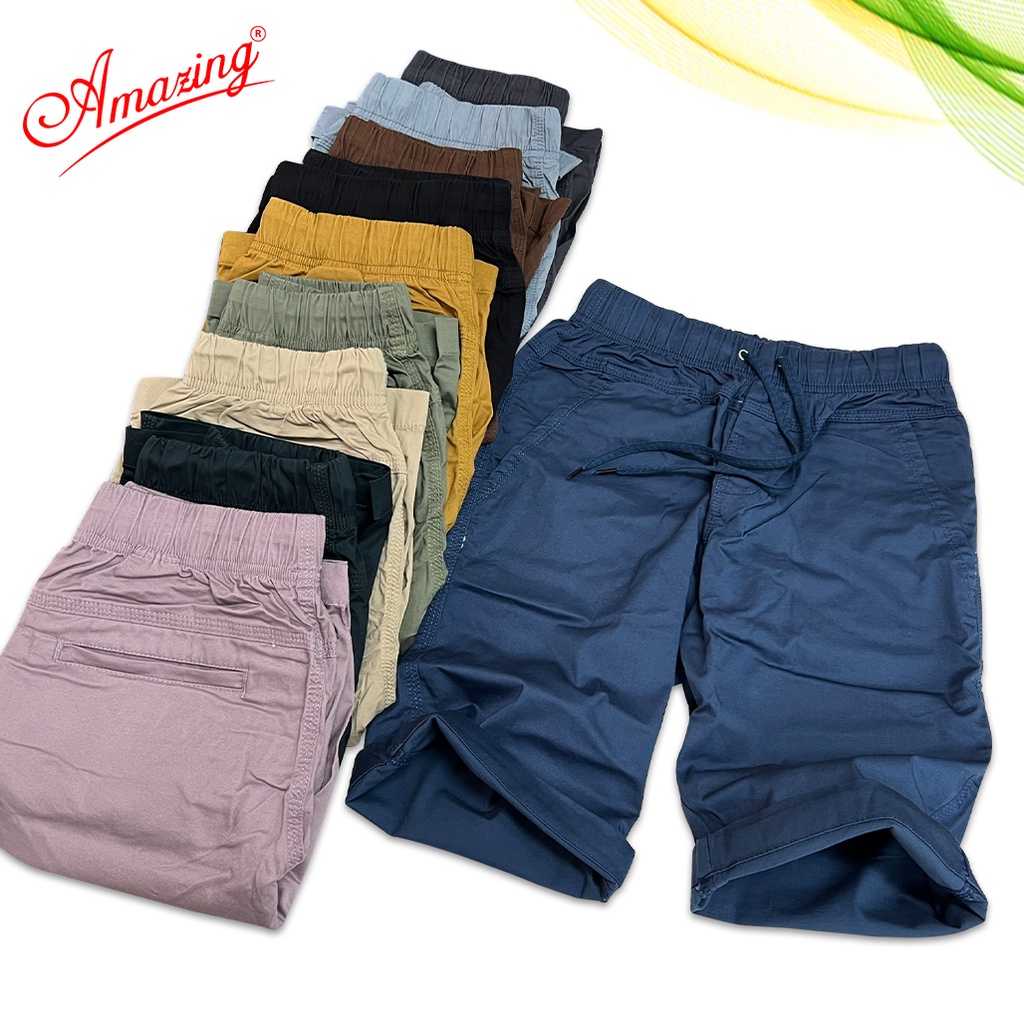 Quần sọt nam thương hiêu Amazing, phong cách thể thao, short kaki lưng thun unisex, có big size