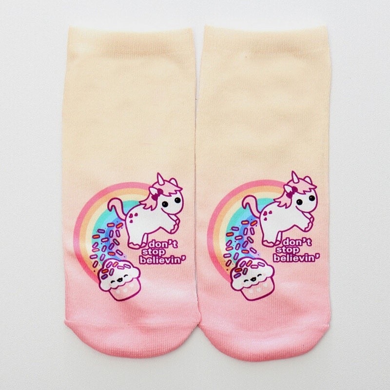 ღ𝓂ℰ3D Print Cute Unicorn Socks Low Cut Ankle Women Boat Sock Harajuku Emoji Fashion Hot Gifts | BigBuy360 - bigbuy360.vn