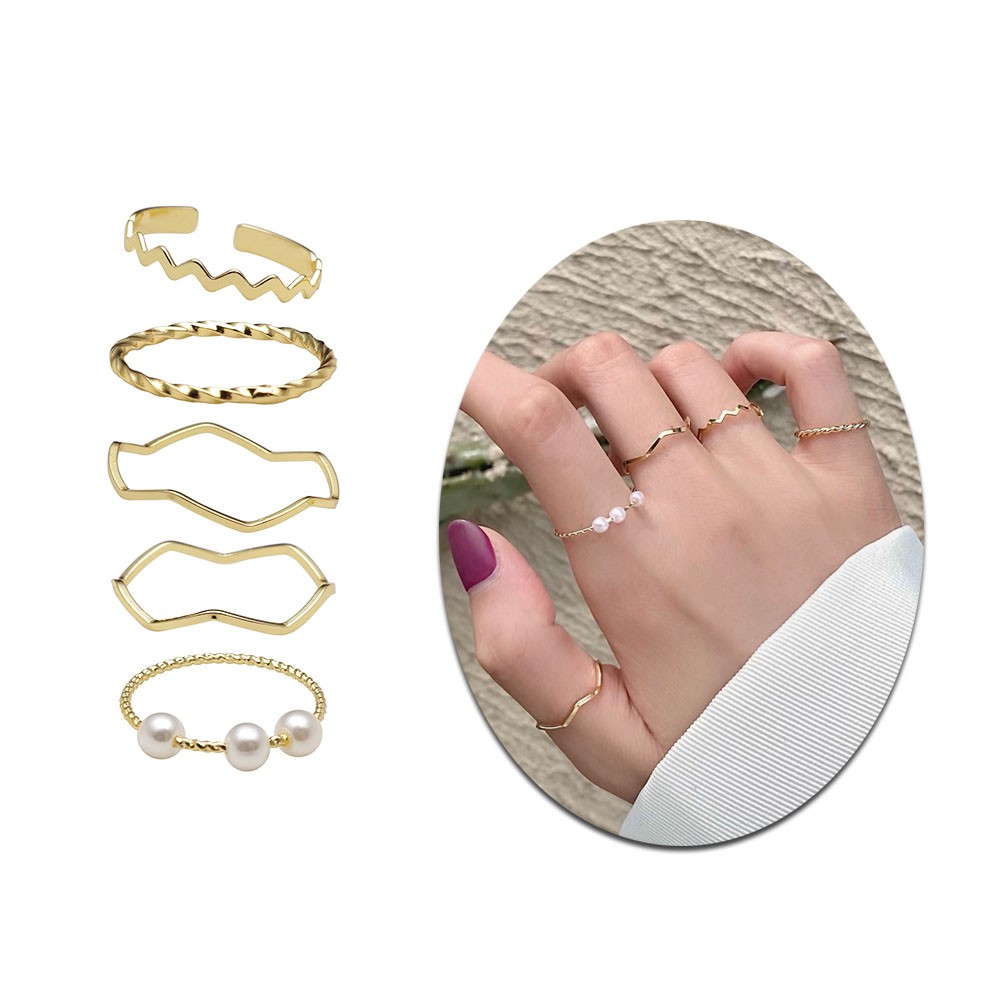 Nhẫn Đính Ngọc Trai Nhân Tạo Thời Trang Phong Cách Hàn Quốc 28815ins
