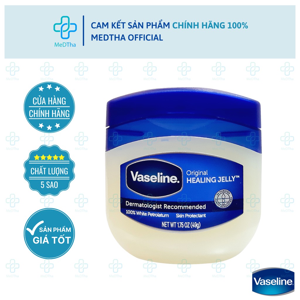 Sáp dưỡng ẩm Vaseline - Dưỡng ẩm da, chống nẻ, dưỡng môi an toàn 100% Pure Petroleum Jelly Original Mỹ 49g