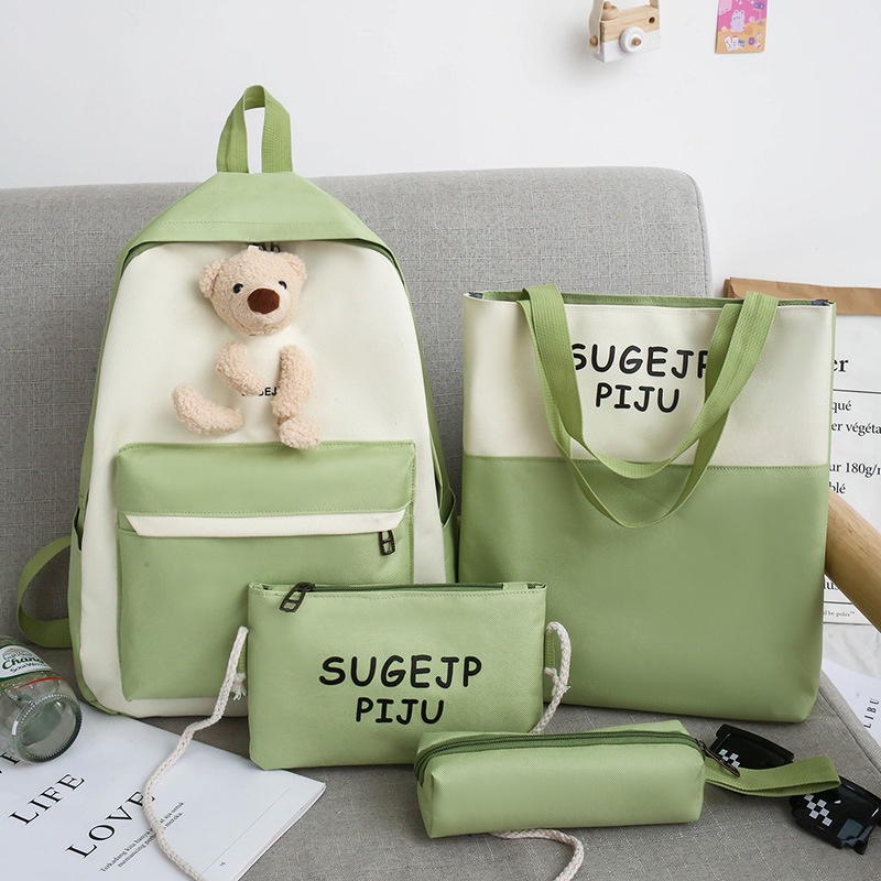 Bộ Ba Lô Và Túi Đeo Vai Sức Chứa Lớn Phong Cách ins Dễ Thương Cho Nữ Sinh