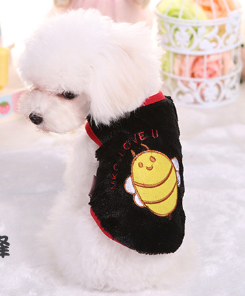cartoon pet clothes dog clothes plus fleece sweater shirt