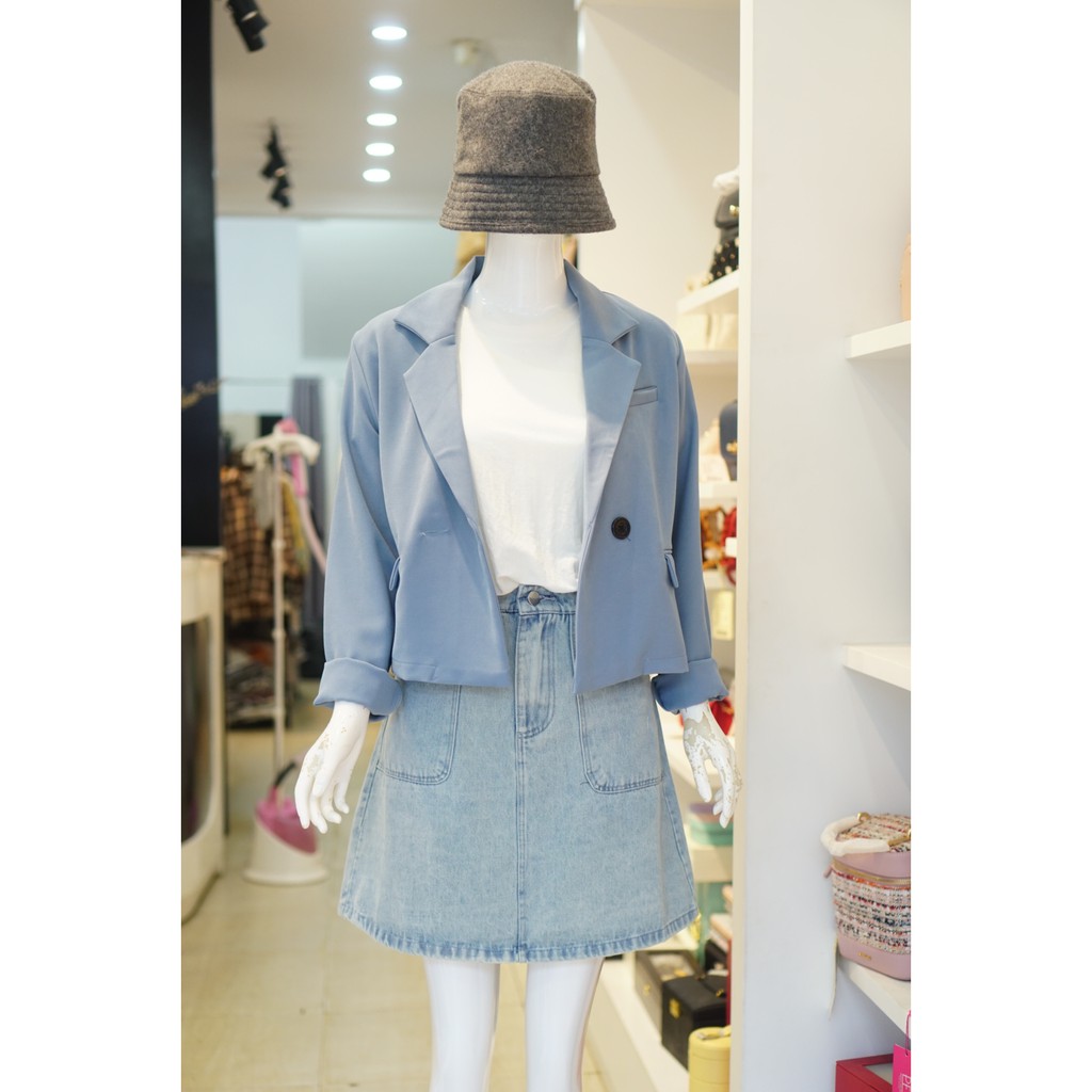 Blazer Form Ngắn Xanh Dương 078