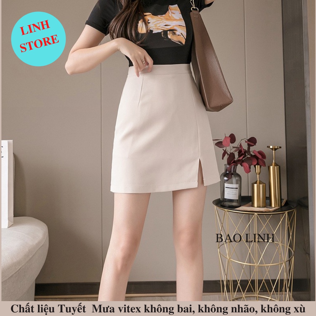 Chân Váy A Ngắn Linh Store Xẻ Cạnh Lưng Cao Có Quần trong Dáng Ngắn Phong Cách Hàn Quốc