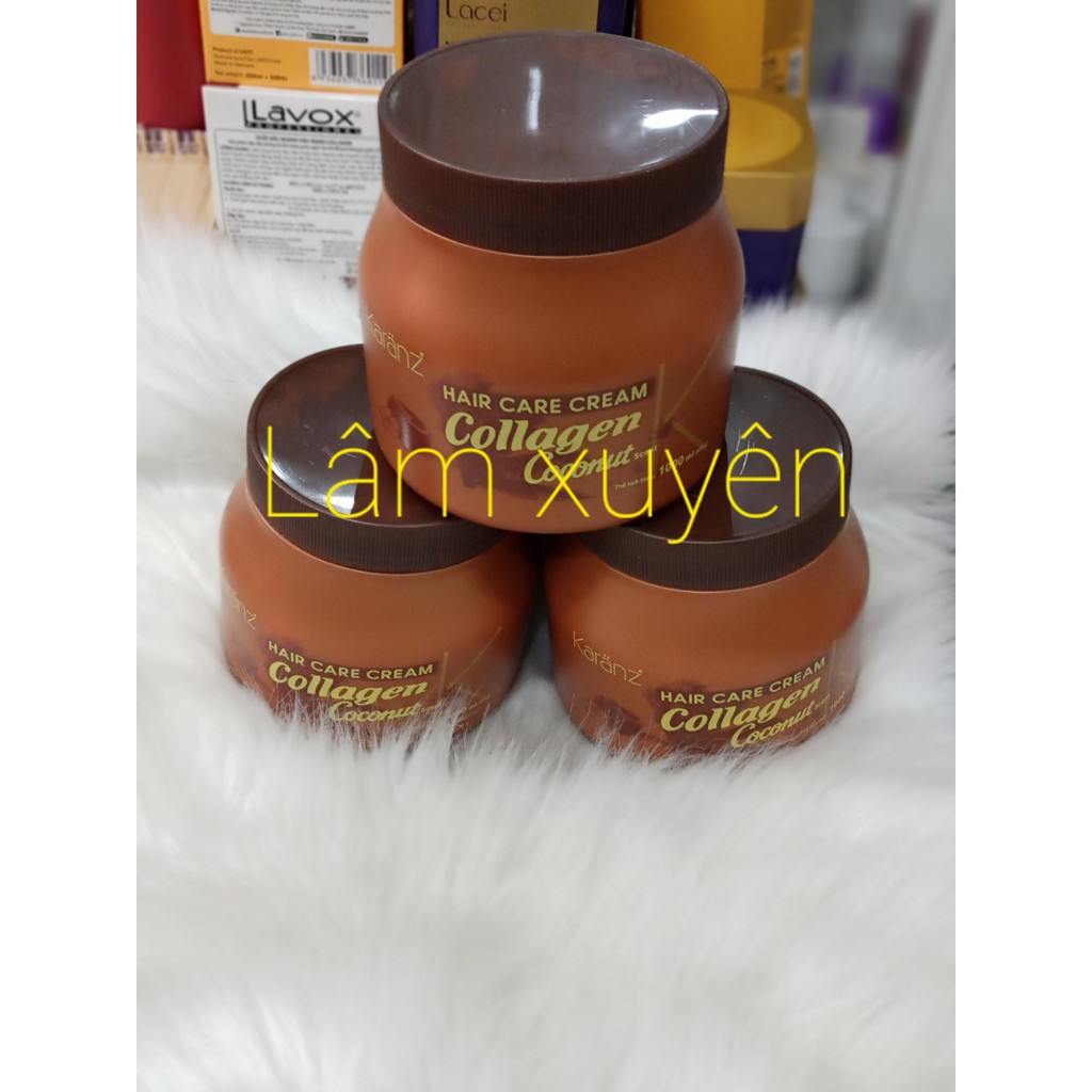 😍FREESHIP😍Hấp dầu kem ủ tóc Collagen Karanz dừa lùn màu nâu1000ml, dưỡng chất Collagen giúp phục hồi và tái tạo tóc khỏe