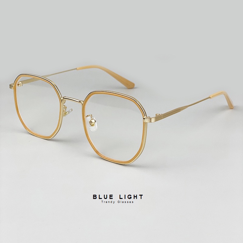 Gọng Kính Cận, Kính Giả Cận Nam Nữ, Chống Ánh Sáng Xanh. Mắt Vuông Siêu Nhẹ Gọng Kim Loại Viền Nhựa - BLUE LIGHT