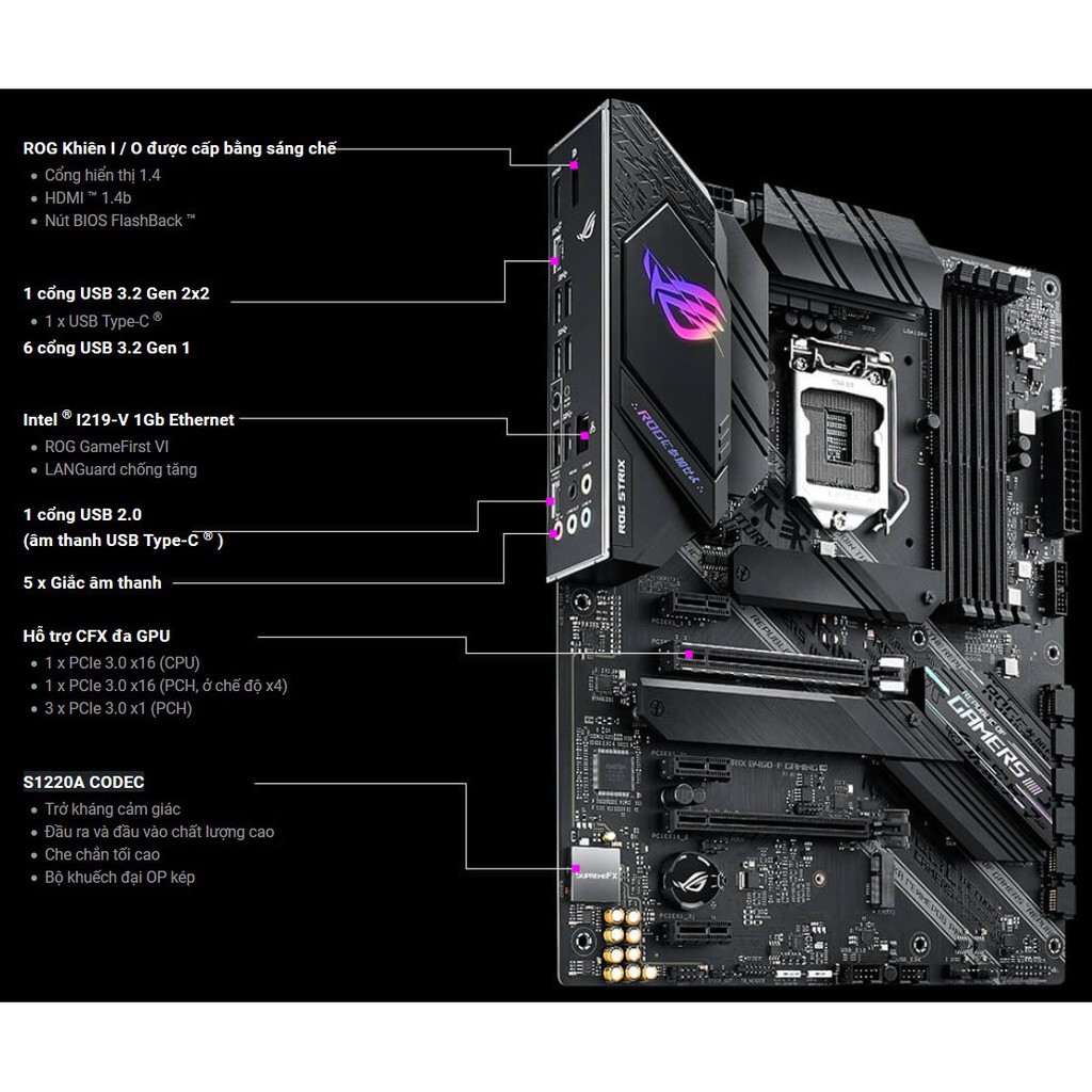 Bo Mạch Chủ ASUS ROG STRIX B460-F GAMING- Hàng Chính Hãng