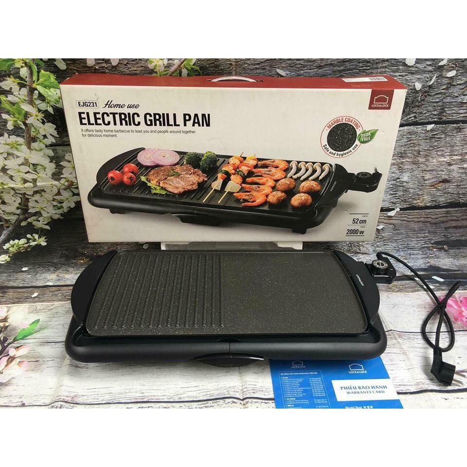 Bếp nướng điện, vỉ nướng Lock&amp;Lock Electric Grill EJG231 công suất 2000W - Bảo hành 12 tháng chính hãng