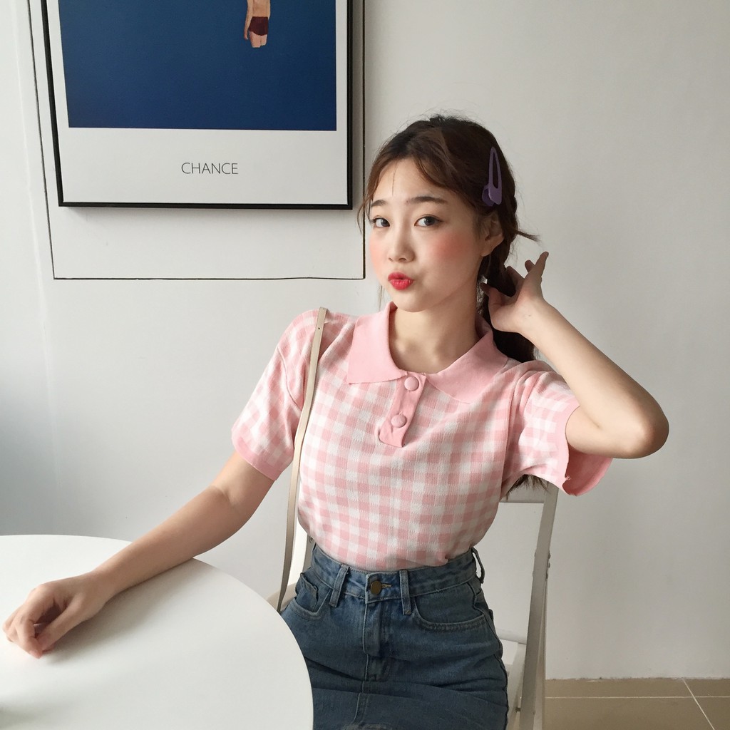 Áo polo dệt kim phong cách thời trang Hàn Quốc