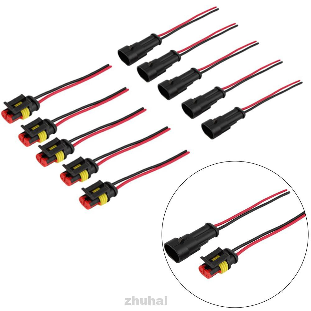 5 Sets Durable Professional Portable AWG With Wire Electrical Male Female Car Waterproof 2 Pin Connector Plug